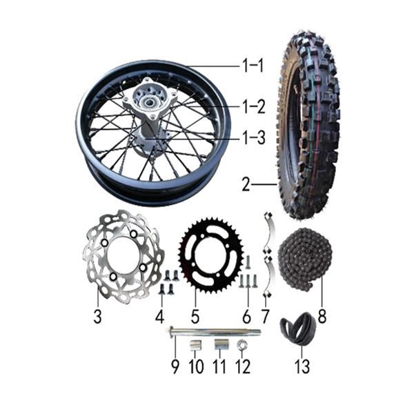 M2R KXF125 Pit Bike 215mm Rear Axle